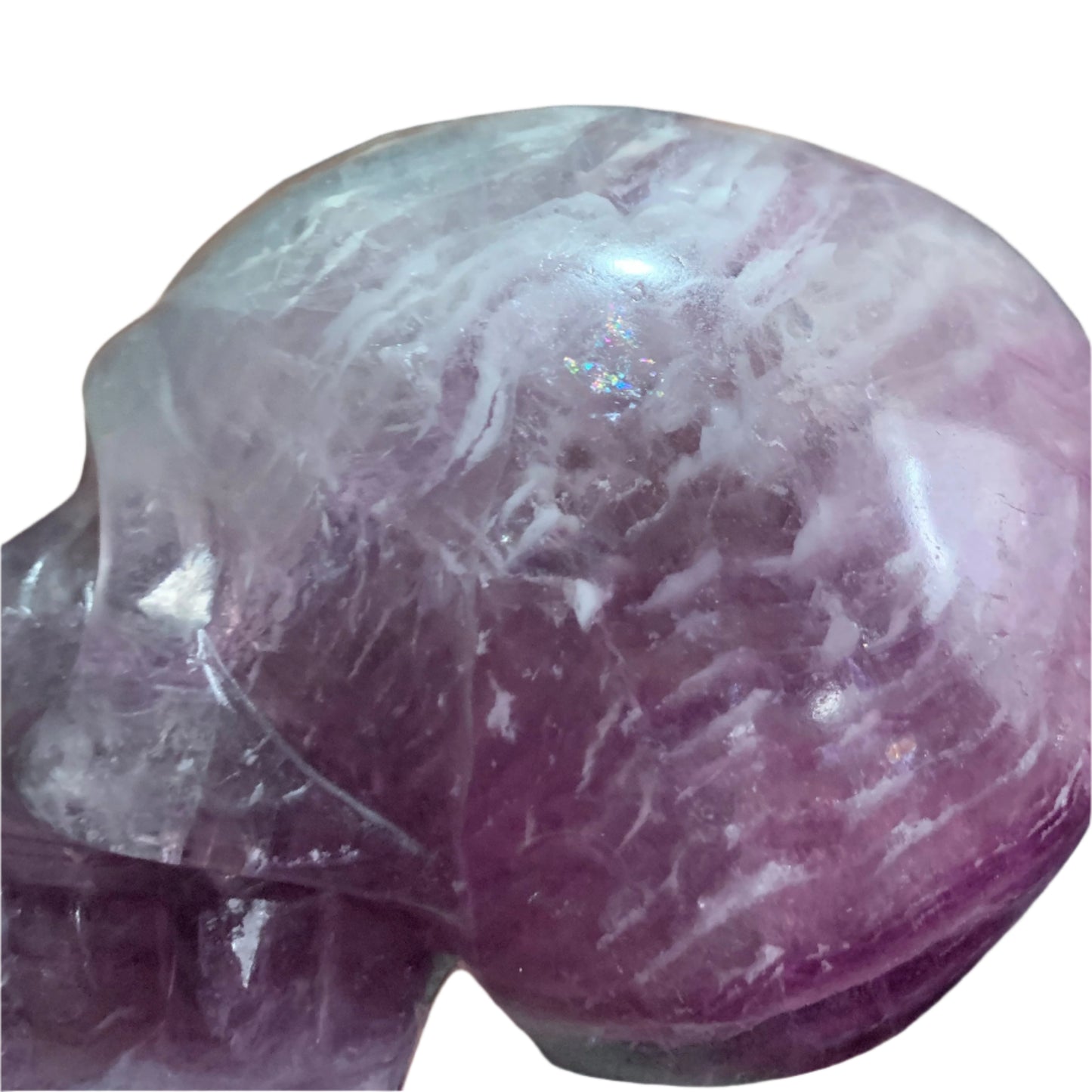 4.8" Rainbow Fluorite Skull w/ Rainbows